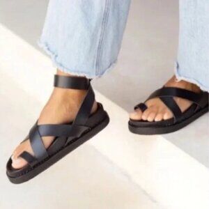 Liberte Black Genuine Leather BRONTE Strappy Sandals Size 8.5 US / 39 EU